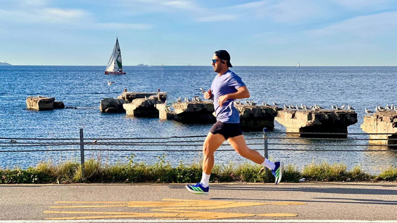 Zavosh running beside the sea