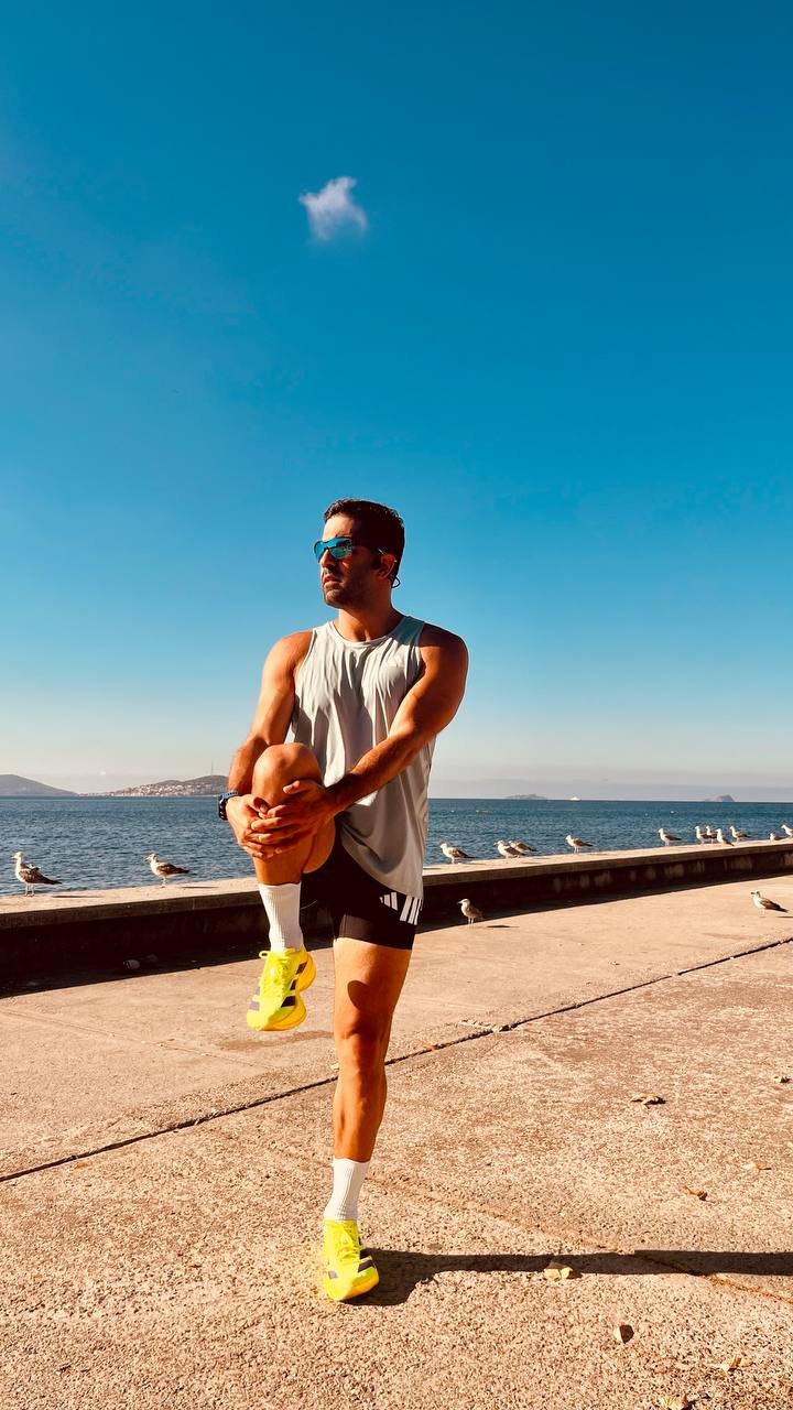 Zavosh stretching by the waterfront